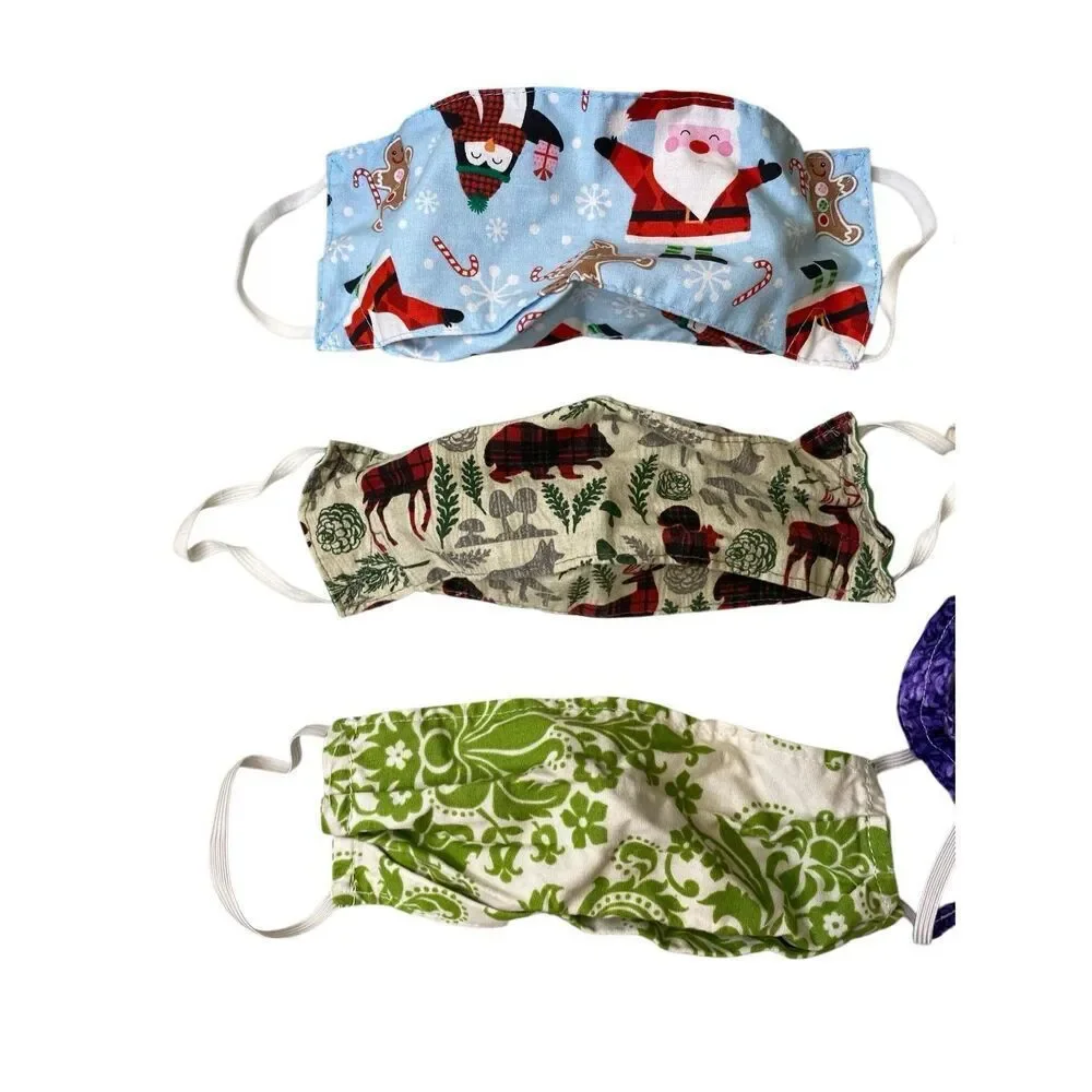 Handmade Fabric Face Masks Floral Holiday Fish Reusable Lot Of 6 Mixed Workwear